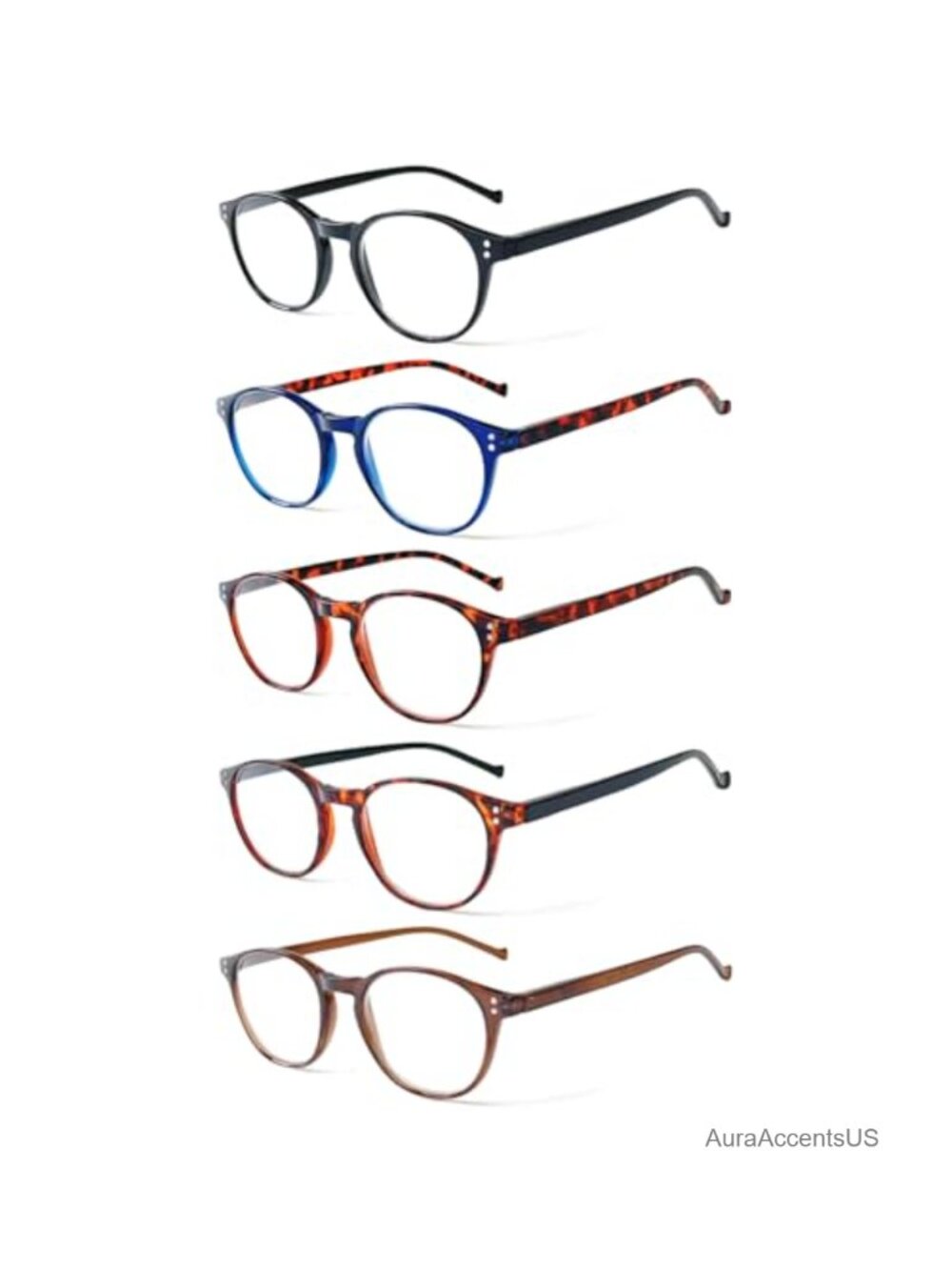 5 Pairs Reading Glasses Spring Hinge Readers Standard Fit
